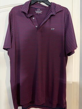 Vineyard Vines Men's Navy & Burgundy Striped Polo